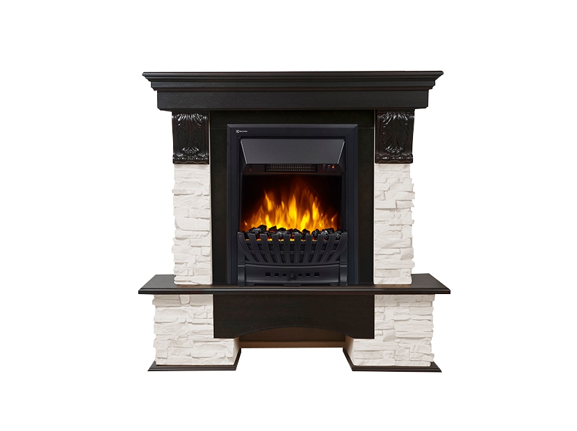 Портал Firelight Pietra Classic камень сланец натуральный, шпон темный дуб