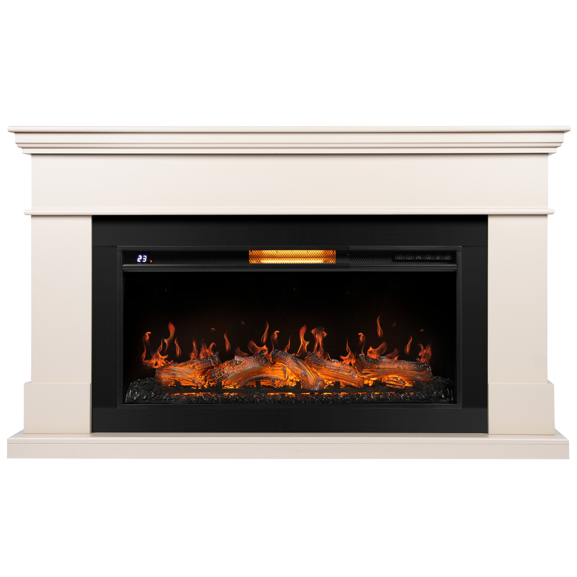 Каминокомплект: Очаг Royal Thermo Aurora RTFP/P-AR40LS, портал California 42/40/36, молочный