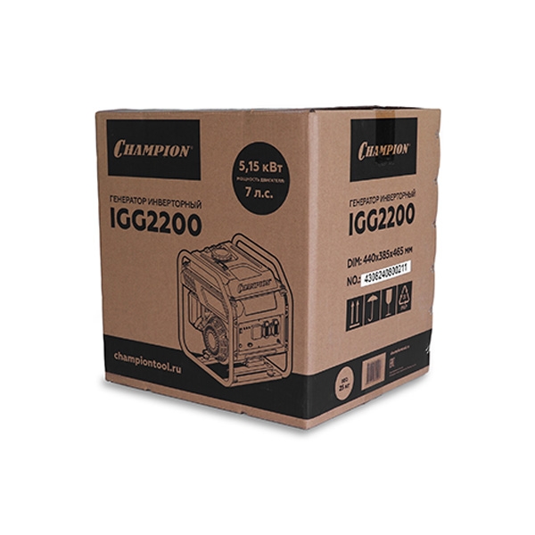 Генератор инверторный Champion IGG2200, 2/2,1 кВт, 7 л.с., 7 л
